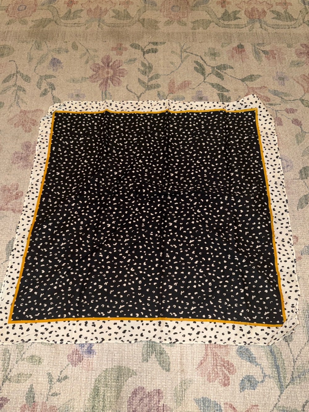Black Polka Accent Wall Tapestry with Mustard Trim